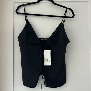 Zara Satin Tank Top with Ties L